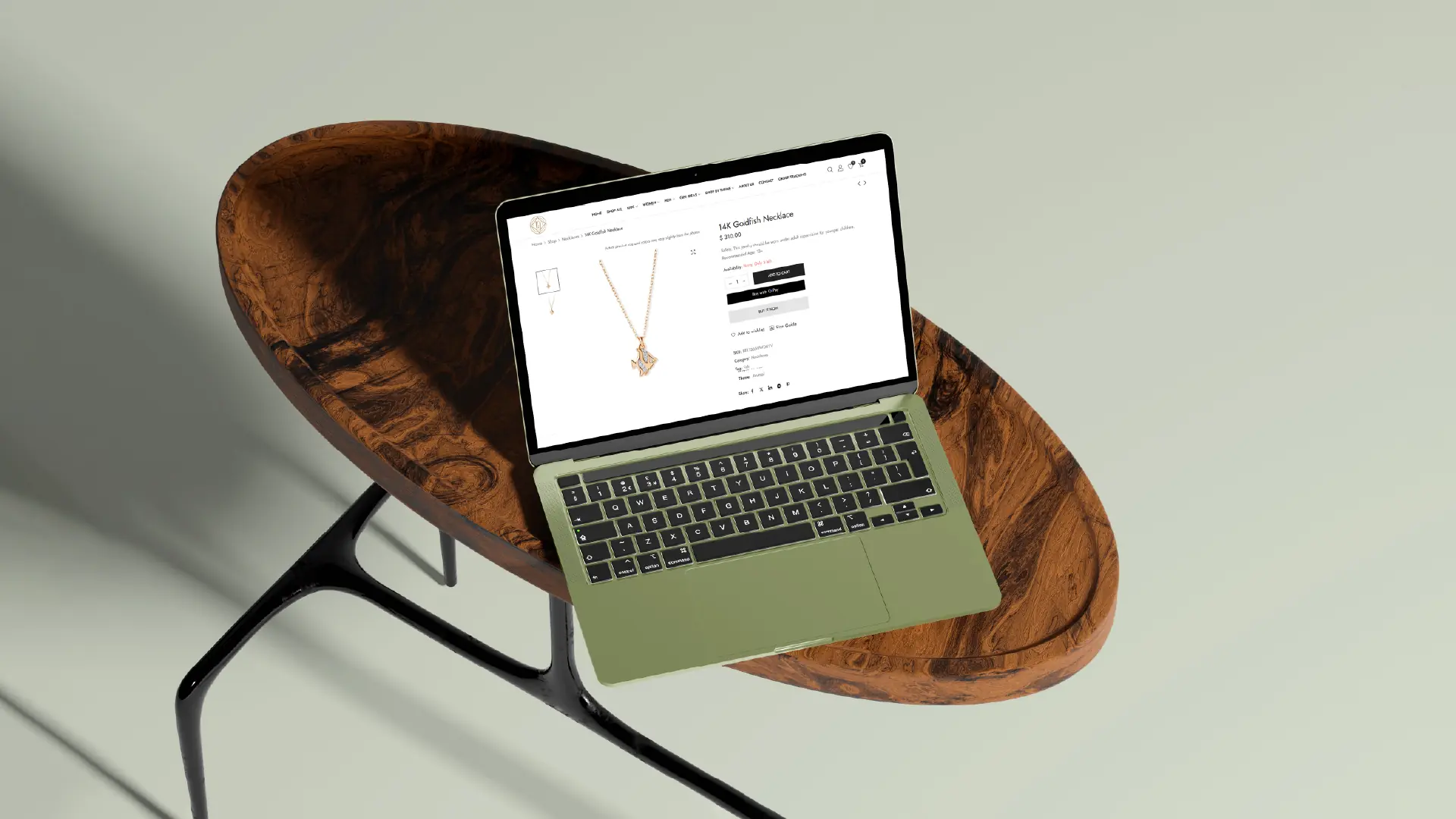Kids Jewelry 14K necklace product page with gallery and purchase options