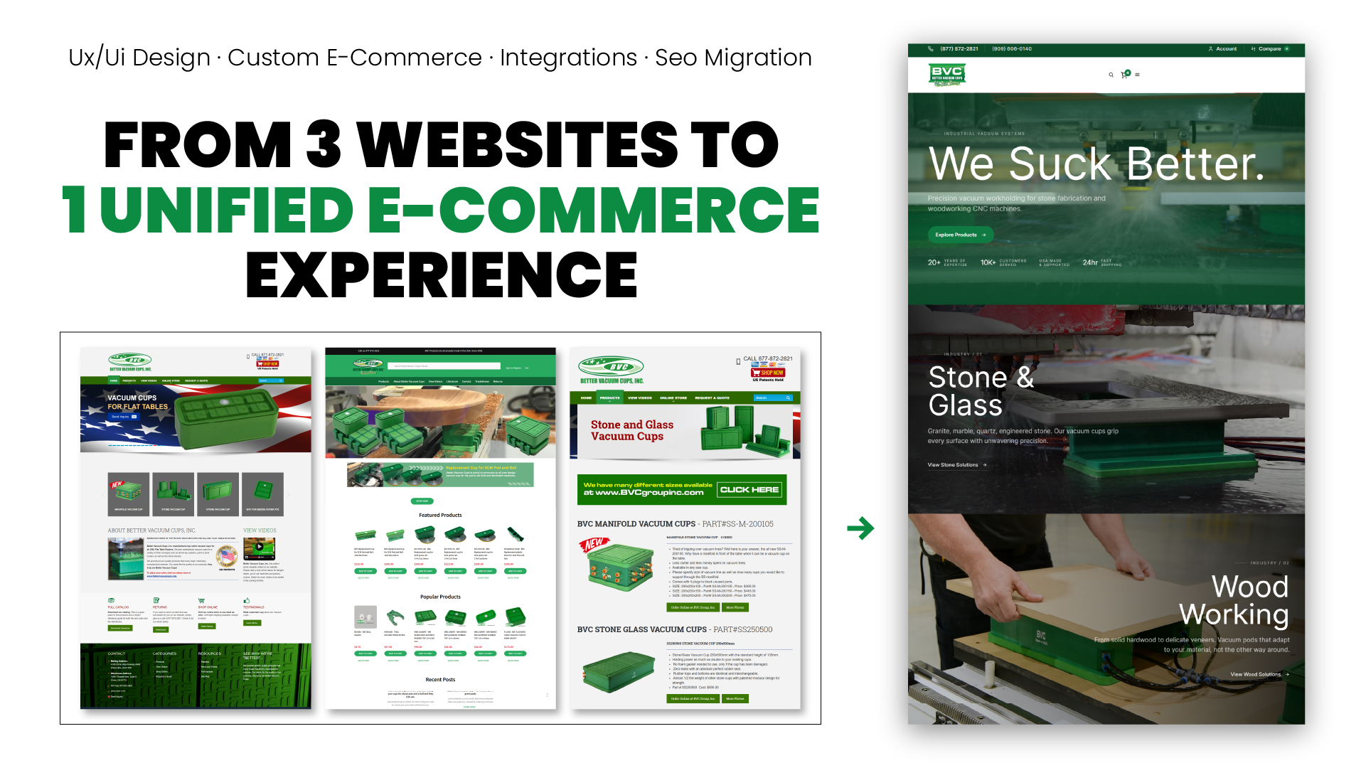 Three Better Vacuum Cups websites unified into one e-commerce experience