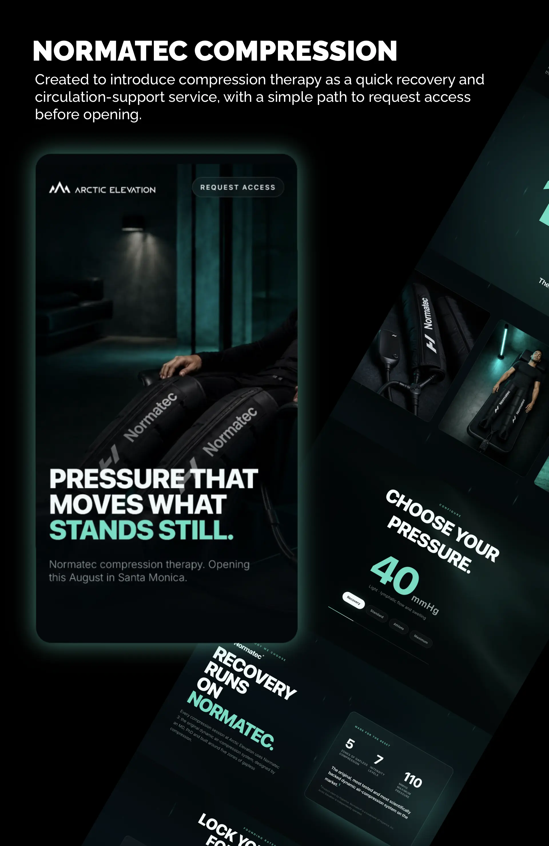 Normatec compression therapy landing page design for Arctic Elevation