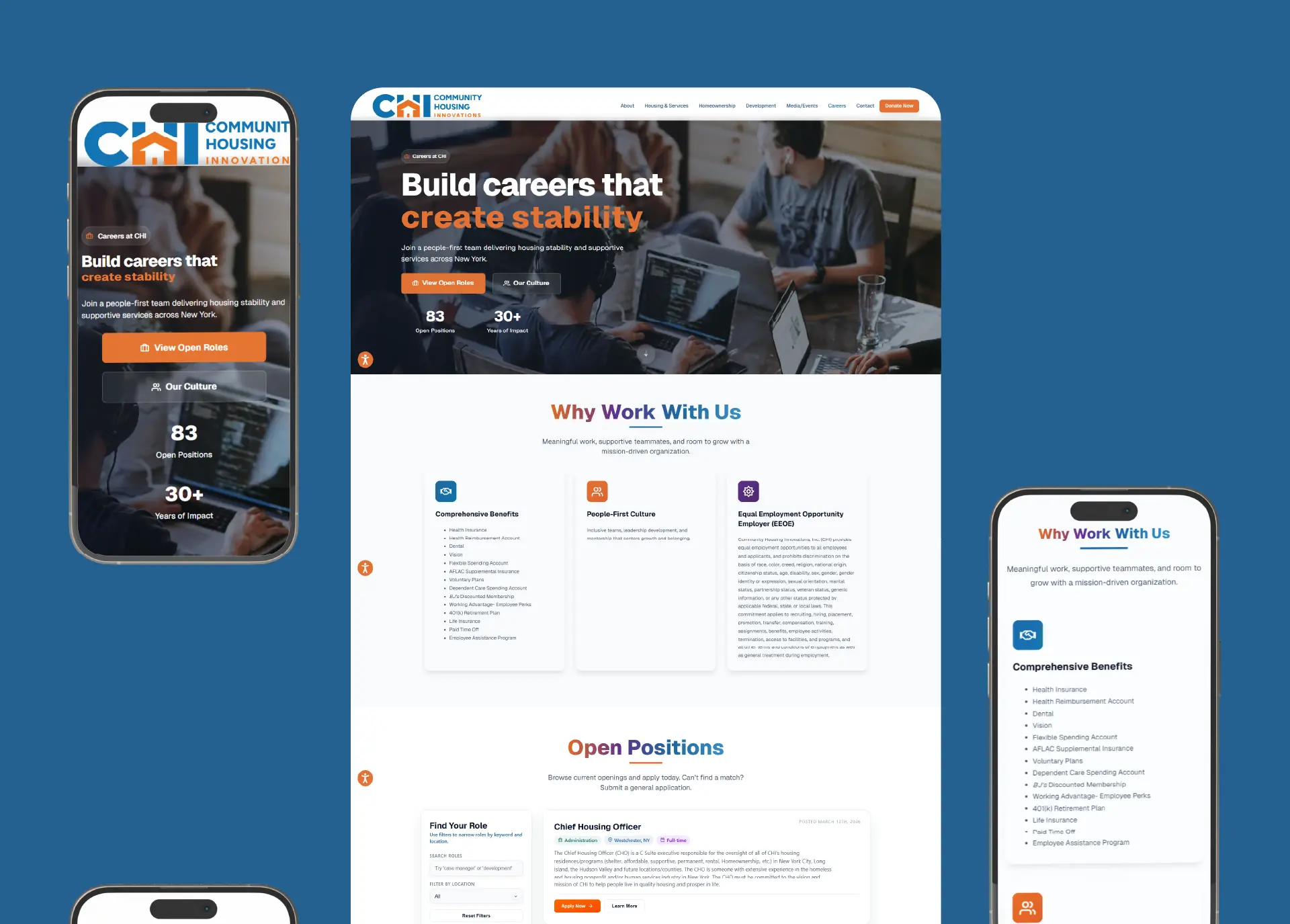 Community Housing Innovations careers page design