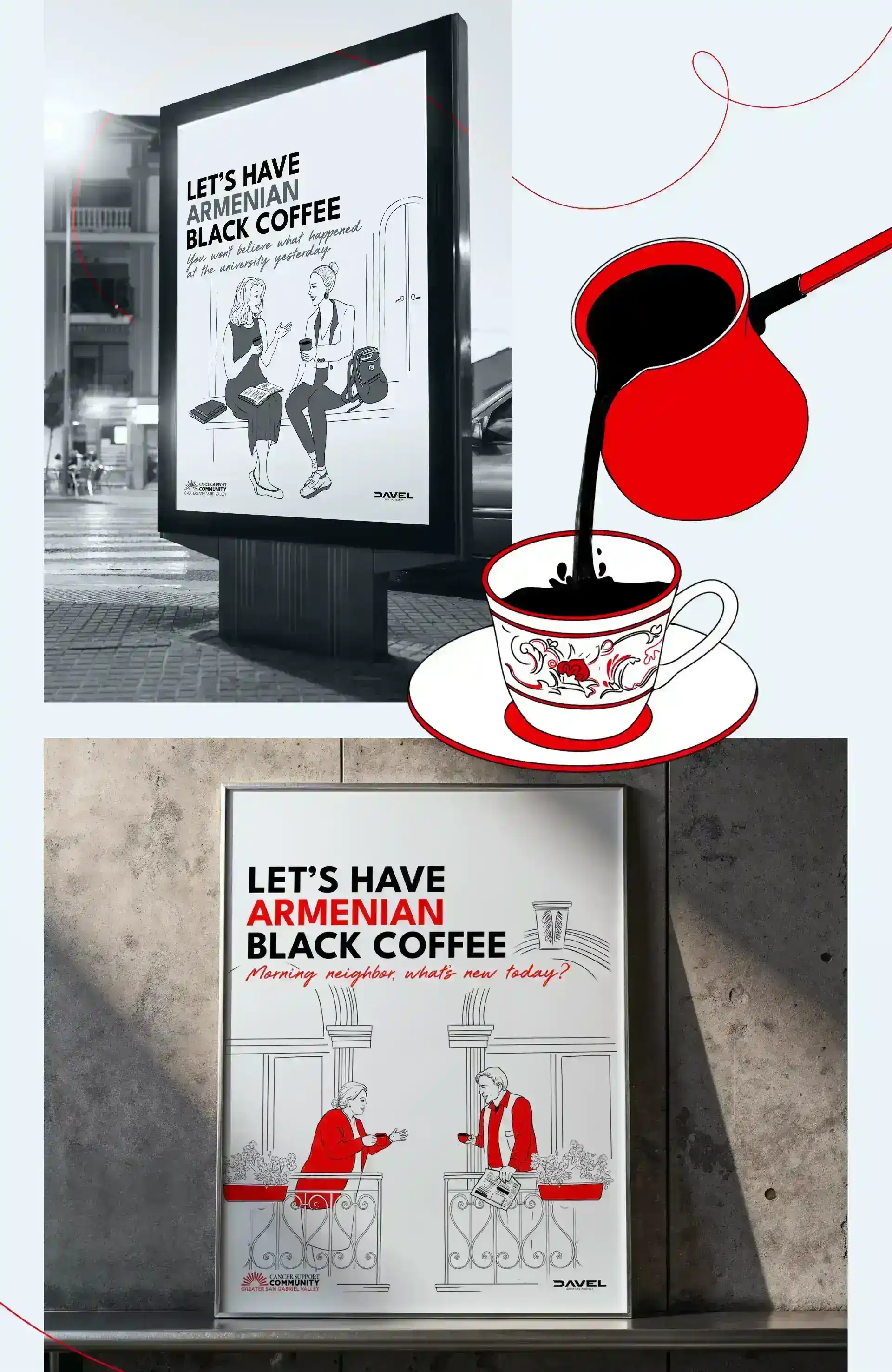Armenian Black Coffee campaign applications and poster mockups
