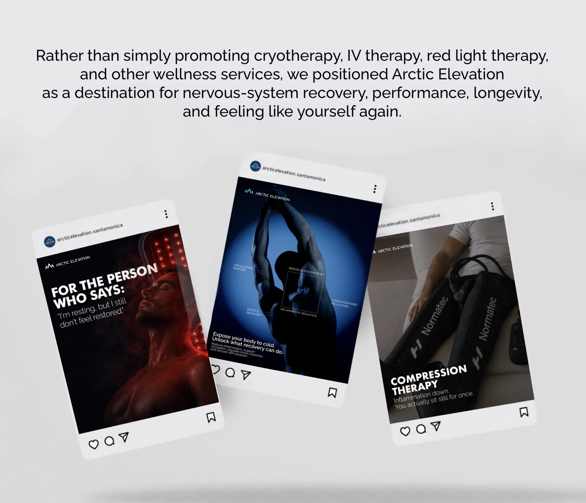 Arctic Elevation positioning statement shown with Instagram post mockups