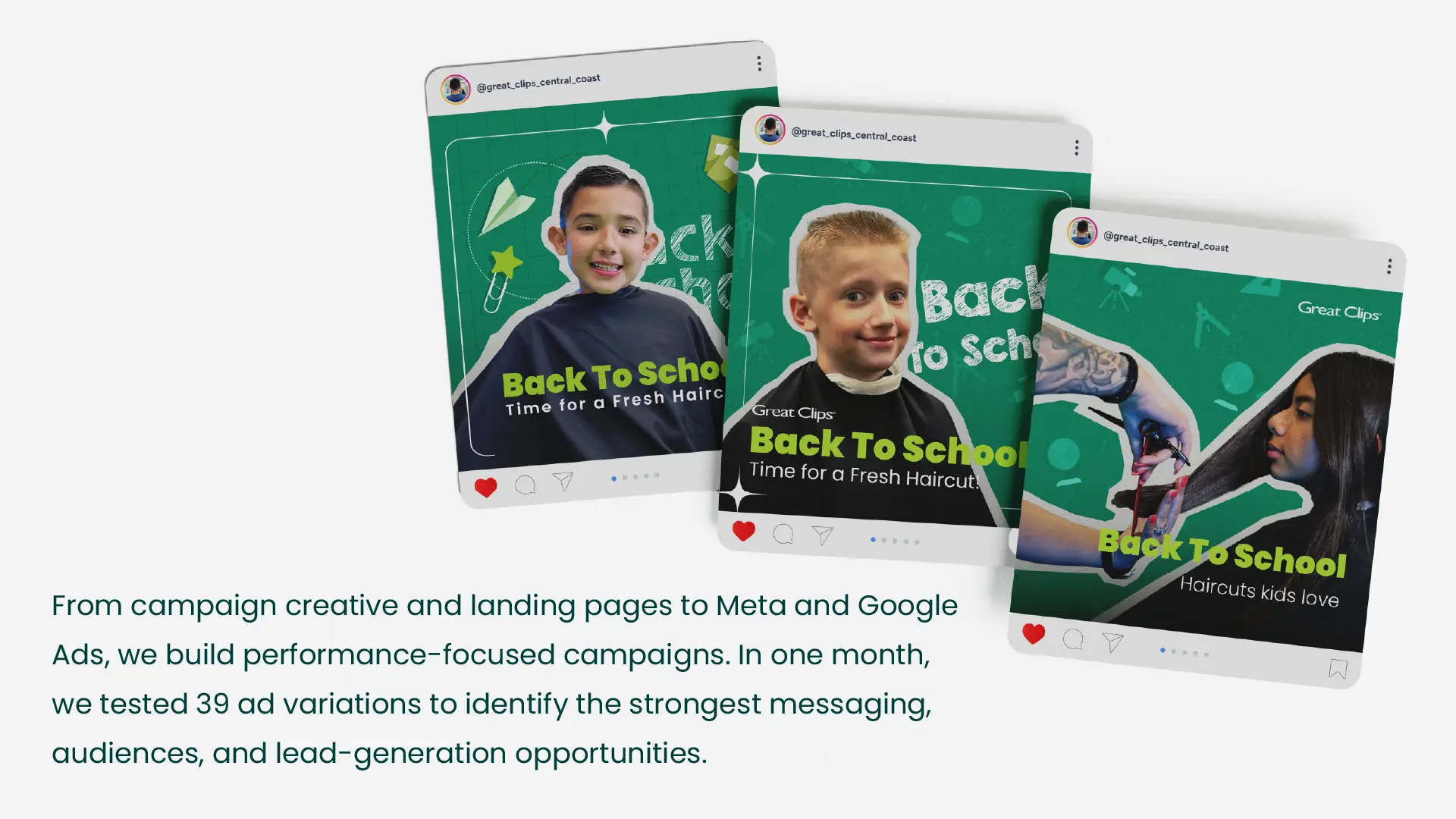 Lead generation: back-to-school campaign creative and the 39-ad testing approach for Meta and Google Ads