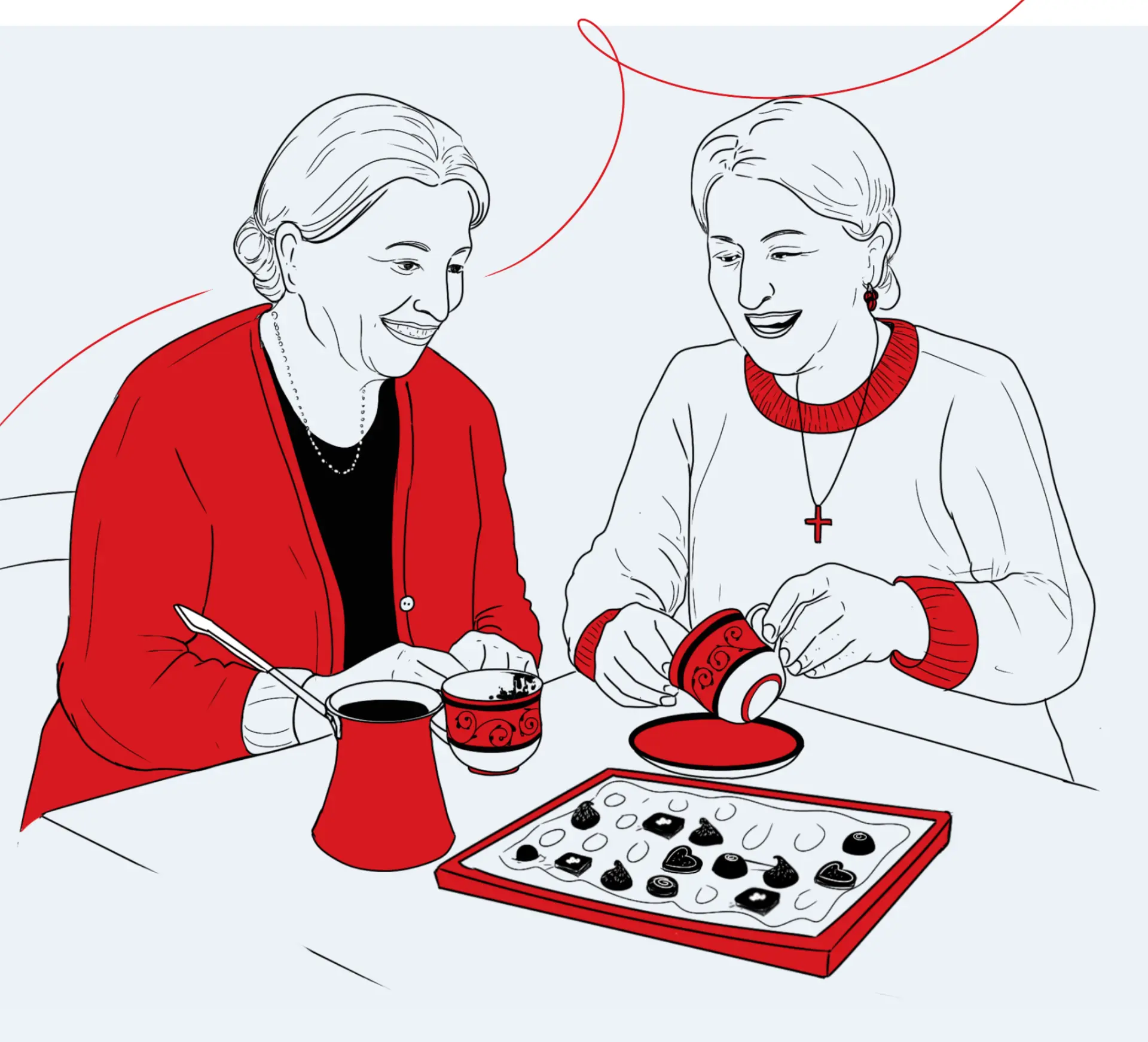 Armenian women sharing black coffee illustration