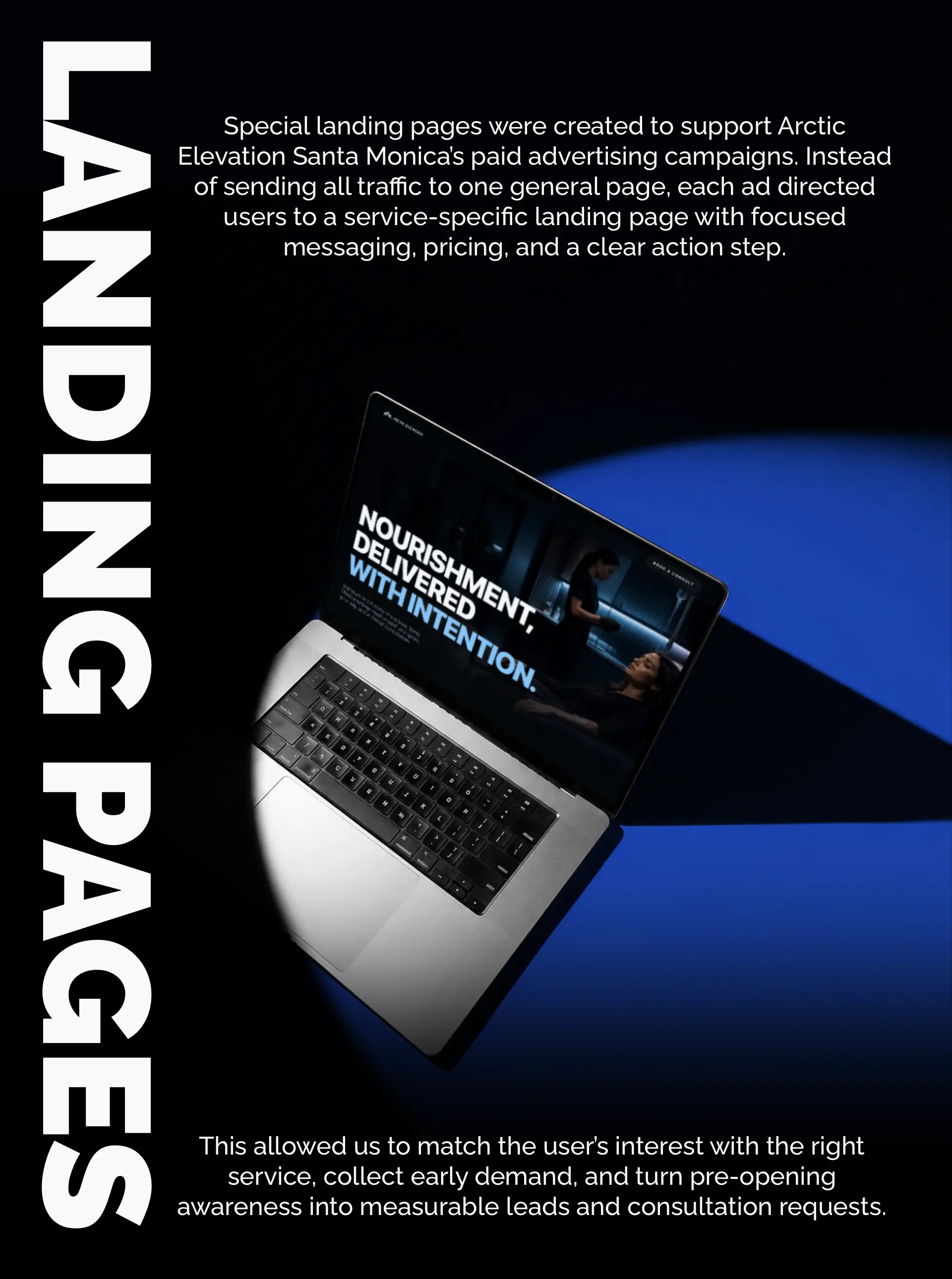 Service-specific landing pages built for Arctic Elevation paid advertising campaigns