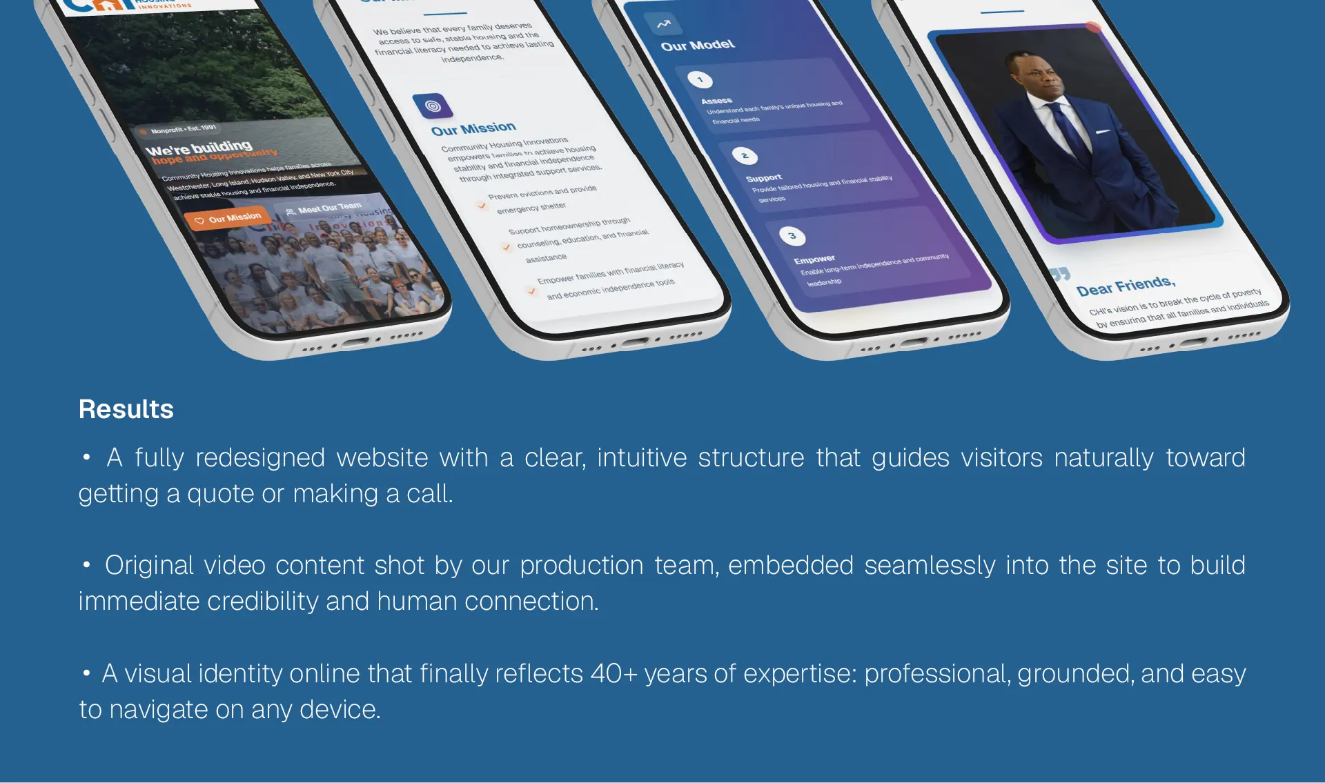 Community Housing Innovations responsive mobile views and project results